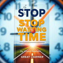 A modern and eye-catching book cover design for 'Stop Wasting Time' by Great Learner