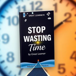 A modern and eye-catching book cover design for 'Stop Wasting Time' by Great Learner
