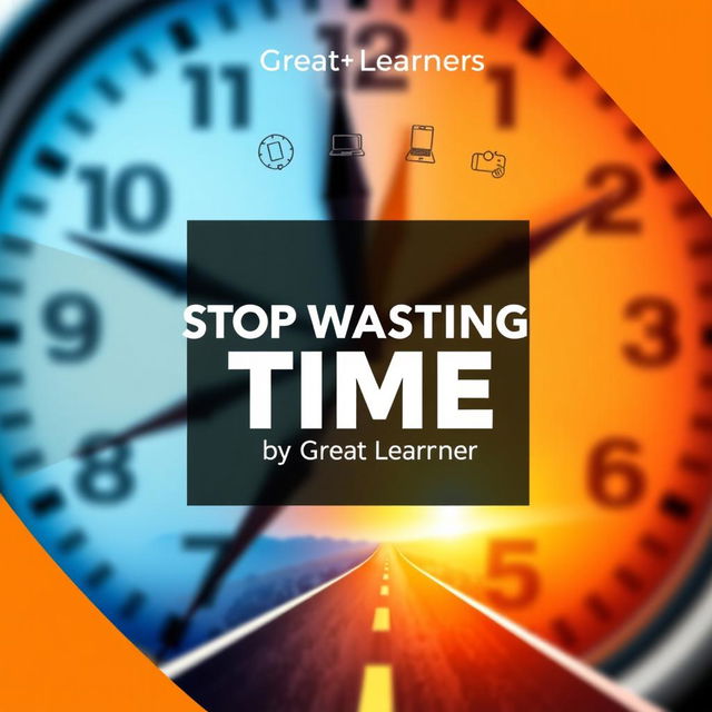 A modern and eye-catching book cover design for 'Stop Wasting Time' by Great Learner