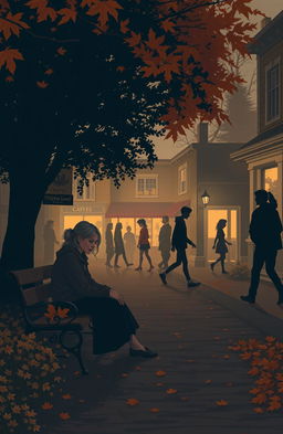 A small, quaint town scene set in Middletown, emphasizing an atmosphere of whispers and secrets