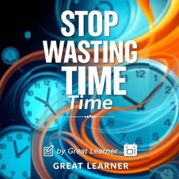 A sleek and engaging book cover design for 'Stop Wasting Time' by Great Learner