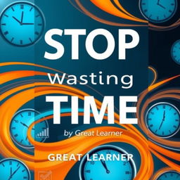A sleek and engaging book cover design for 'Stop Wasting Time' by Great Learner