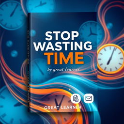 A sleek and engaging book cover design for 'Stop Wasting Time' by Great Learner