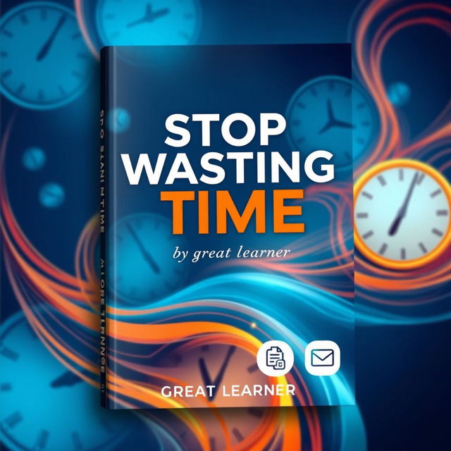 A sleek and engaging book cover design for 'Stop Wasting Time' by Great Learner