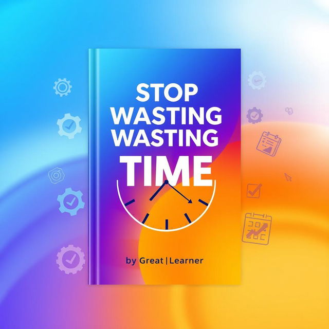 An engaging and modern book cover design for 'Stop Wasting Time' by Great Learner