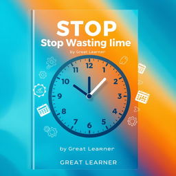 An engaging and modern book cover design for 'Stop Wasting Time' by Great Learner