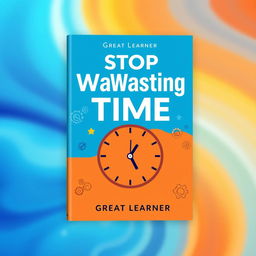 An engaging and modern book cover design for 'Stop Wasting Time' by Great Learner