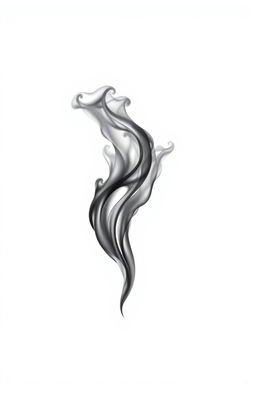 A striking black and white representation of a flame, vividly contrasting against a pure white background