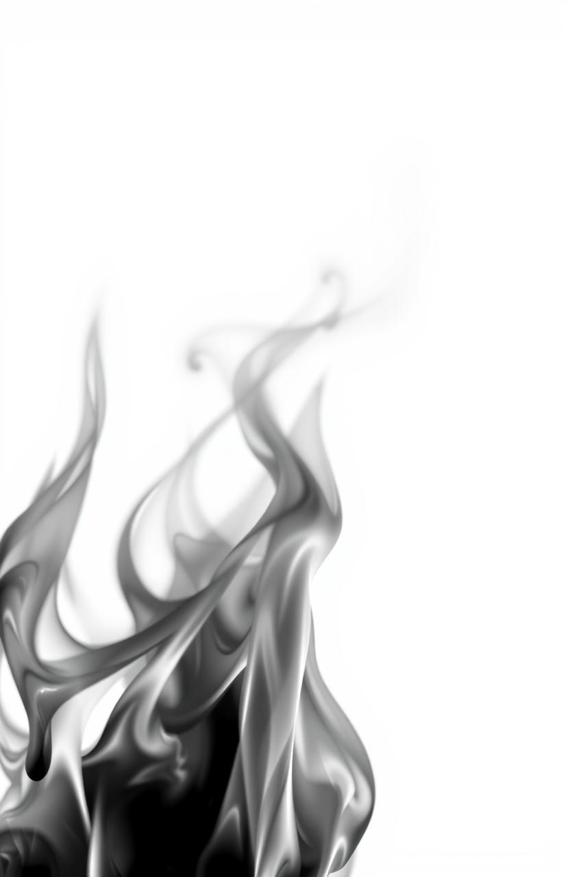 A striking black and white representation of a flame, vividly contrasting against a pure white background