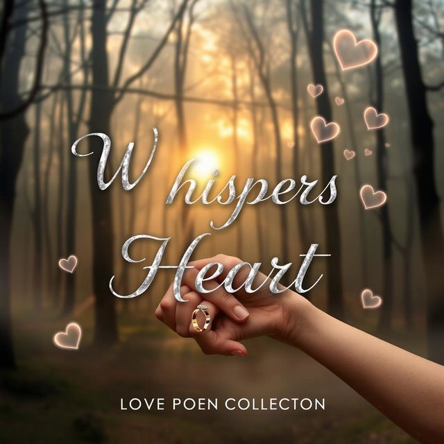 A captivating book cover for 'Whispers of Heart,' a love poem collection