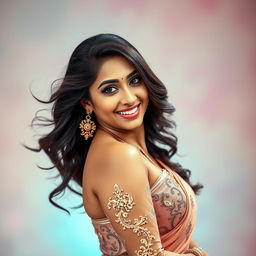 A beautiful portrait of Nayanthara, the famous Indian actress, showcasing her confident and alluring personality
