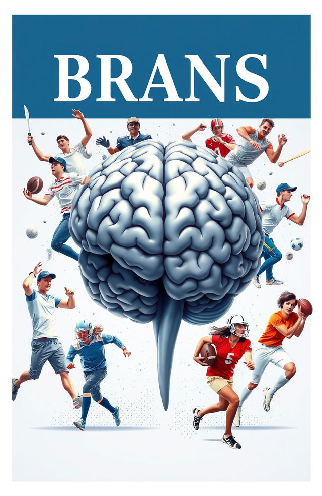 A professional book cover design featuring a large, detailed illustration of a human brain as the central focus