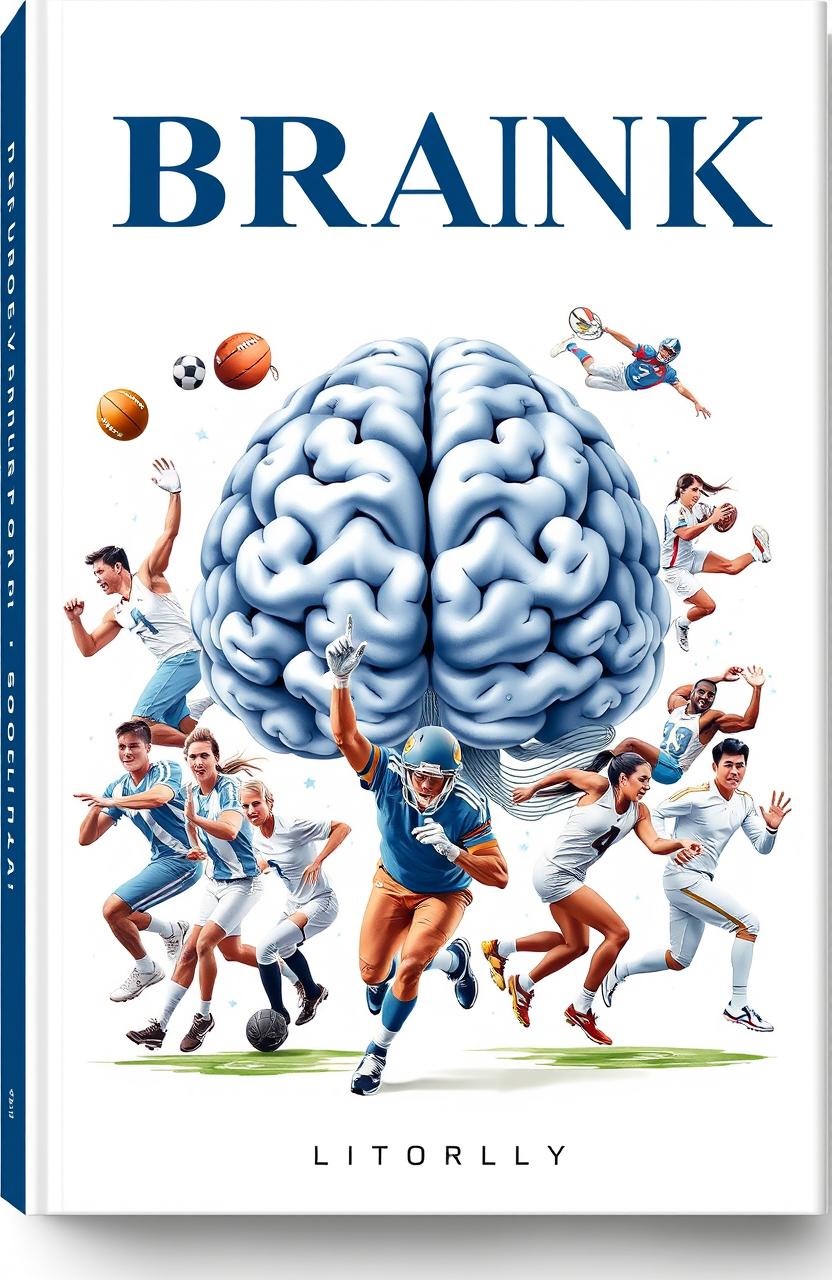 A professional book cover design featuring a large, detailed illustration of a human brain as the central focus