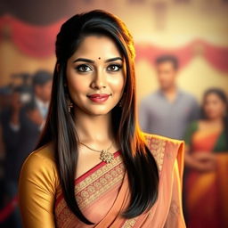 A striking portrait of Nayanthara, the renowned Indian actress, exuding charm and charisma
