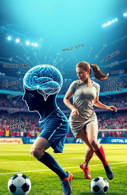 A visual representation exploring the connection between brain psychology and athletic performance in male and female soccer players