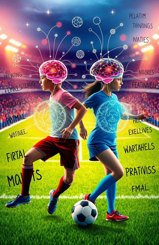 A visual representation exploring the connection between brain psychology and athletic performance in male and female soccer players