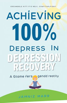 An informative and visually appealing cover for a self-help book titled 'Achieving 100% in Depression Recovery: A Guide to Stacking Therapies'