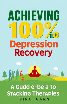 An informative and visually appealing cover for a self-help book titled 'Achieving 100% in Depression Recovery: A Guide to Stacking Therapies'