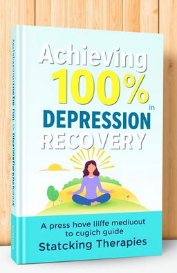 An informative and visually appealing cover for a self-help book titled 'Achieving 100% in Depression Recovery: A Guide to Stacking Therapies'