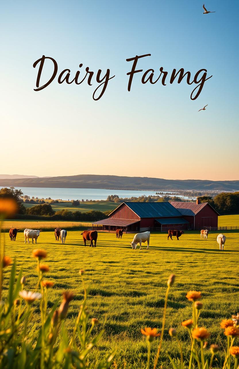 A visually striking book cover design that revolves around the theme of dairy farming