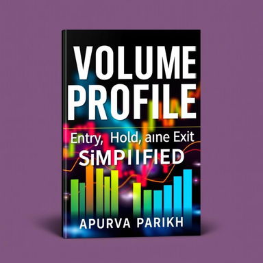 A captivating book cover design for "Volume Profile: Entry, Hold, and Exit Simplified" featuring bold, modern typography for the title and subtitle