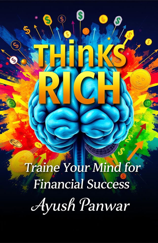 An artistic book cover design for 'Thinks Rich'