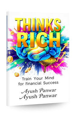 An artistic book cover design for 'Thinks Rich'