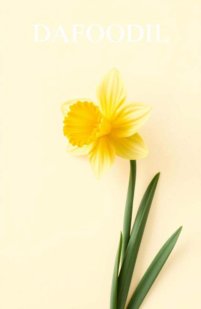 A beautiful daffodil flower elegantly positioned on a light cream background