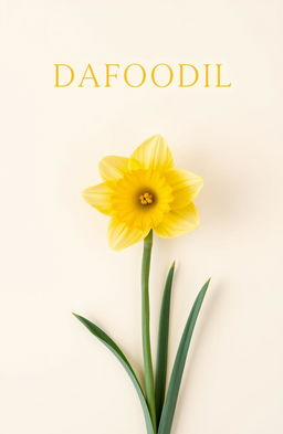 A beautiful daffodil flower elegantly positioned on a light cream background