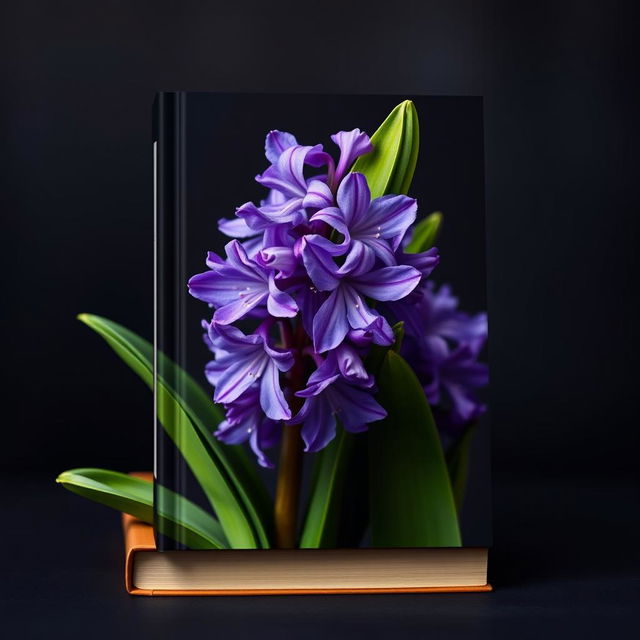 A stunning book cover design featuring vibrant water hyacinth flowers that stand out against a rich, dark background