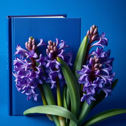 A captivating book cover design featuring exquisite water hyacinth flowers contrasted against a deep blue background