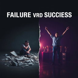 A thought-provoking visual representation of failure and success, split into two contrasting halves
