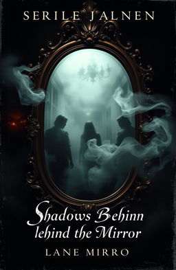 A captivating book cover for a novel titled 'Shadows Behind the Mirror'
