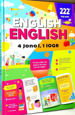 A vibrant and colorful English language textbook designed for 12th-grade high school students