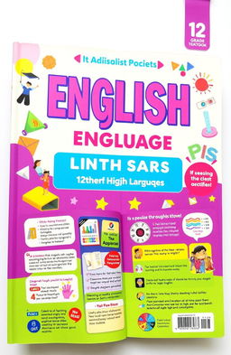 A vibrant and colorful English language textbook designed for 12th-grade high school students