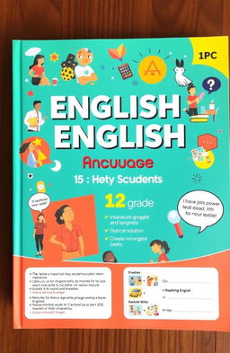 A vibrant and colorful English language textbook designed for 12th-grade high school students