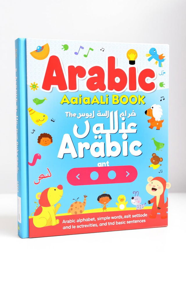 An educational Arabic language book designed specifically for children, featuring colorful illustrations and engaging activities