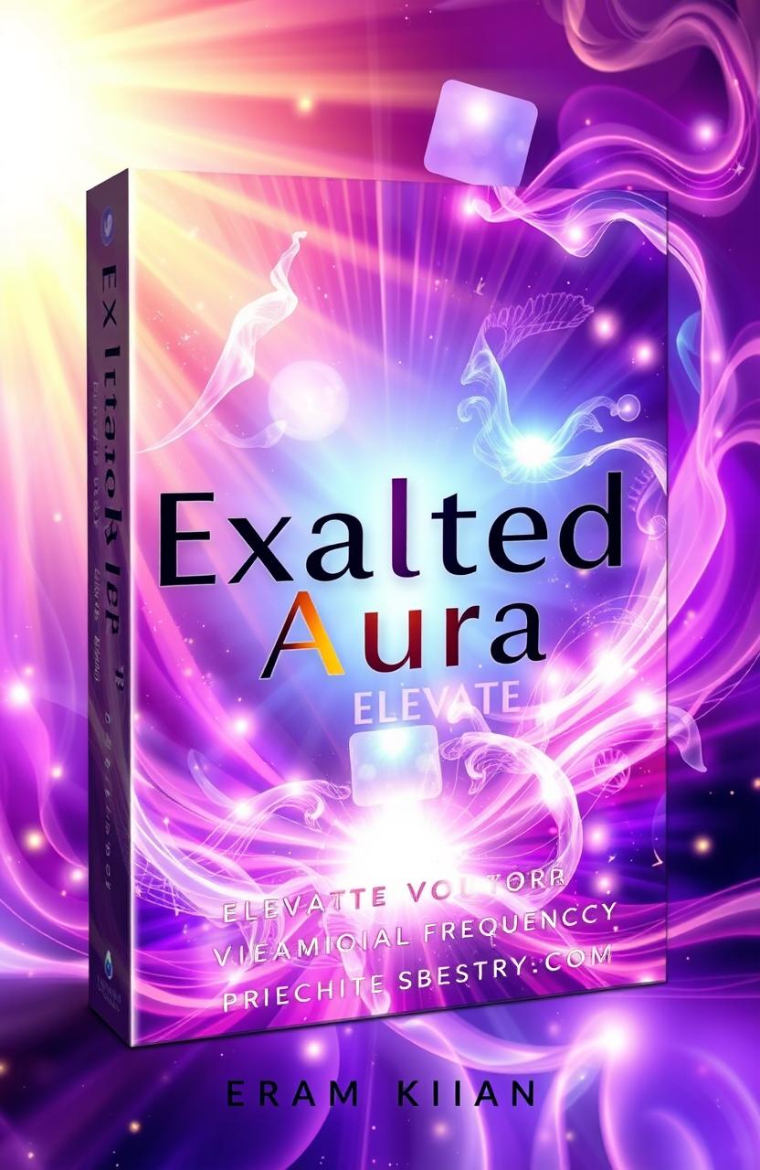 A mystical and stunning book cover design for 'Exalted Aura - Elevate Your Vibrational Frequency'