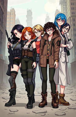 A stunning book cover featuring five female zombie survivors showcasing their unique characteristics