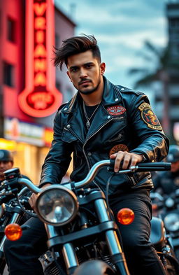 A rugged and charismatic leader of a motorcycle gang named Virza Kinan Adherick