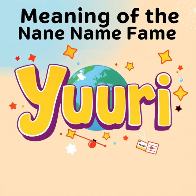 A colorful and eye-catching YouTube thumbnail for a video titled 'Meaning of the Name Yuri'