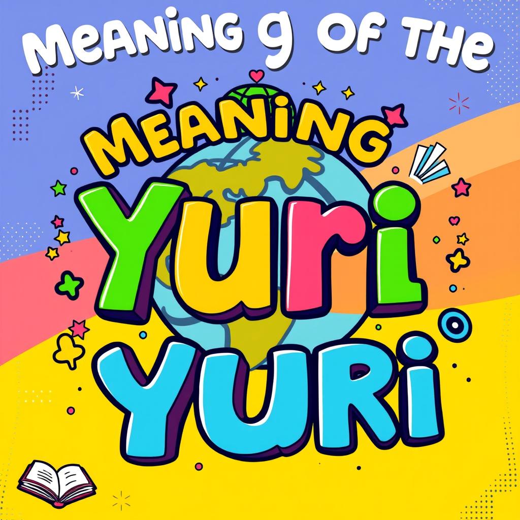 A colorful and eye-catching YouTube thumbnail for a video titled 'Meaning of the Name Yuri'