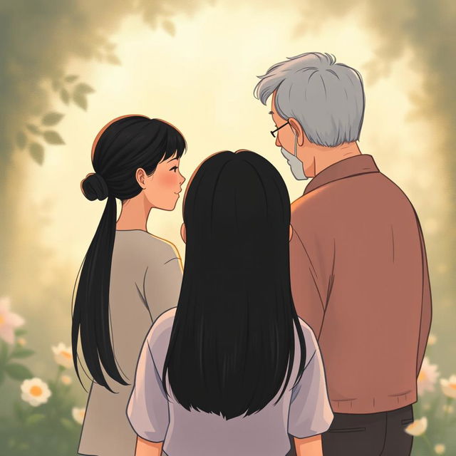 A poignant book cover illustration featuring a teenage girl with straight black hair viewed from a distance, standing with her back towards the viewer