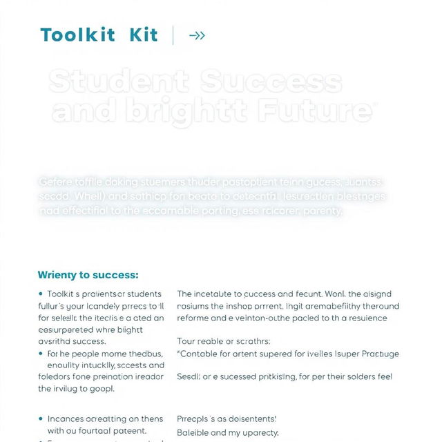 A toolkit and guide for parents focused on ensuring student success and a bright future, featuring text that highlights key strategies and resources for effective parenting