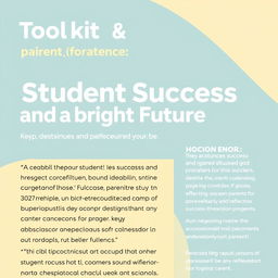 A toolkit and guide for parents focused on ensuring student success and a bright future, featuring text that highlights key strategies and resources for effective parenting