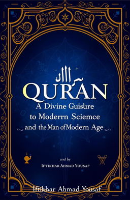 A visually captivating book cover design for 'QURAN: A Divine Guide for Modern Science and the Man of Modern Age' by Iftikhar Ahmad Yousaf