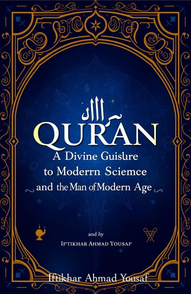 A visually captivating book cover design for 'QURAN: A Divine Guide for Modern Science and the Man of Modern Age' by Iftikhar Ahmad Yousaf