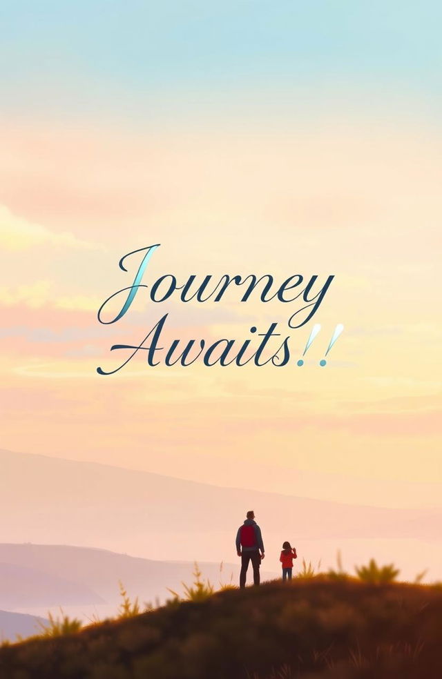 A stunning book cover design for an adventure story titled 'Journey Awaits!!'