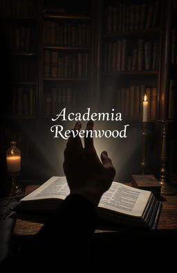 An open book placed on an old, wooden table in a dimly lit, scholarly environment