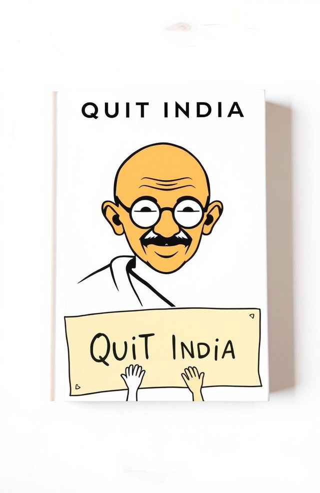 A book cover design titled "Quit India: A Comic Journey" featuring a clean and minimalistic style